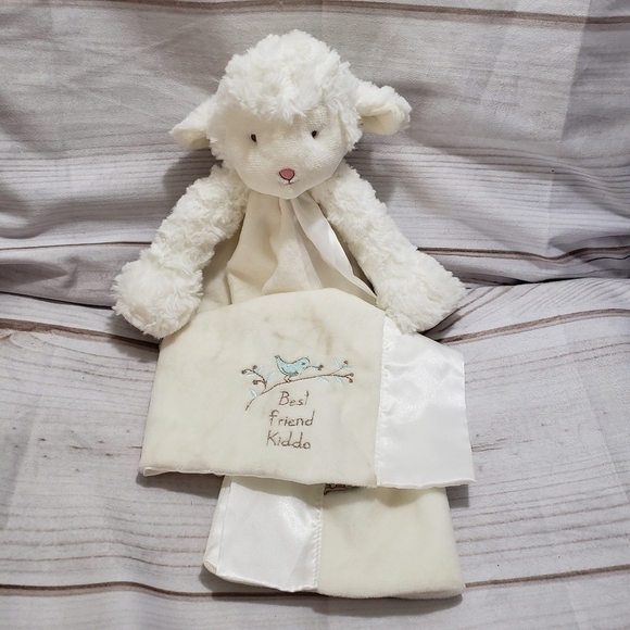 Bunnies By The Bay Kiddo White Lamb Lovey Mini Security Blanket Plush Satin 2013 - Picture 1 of 8